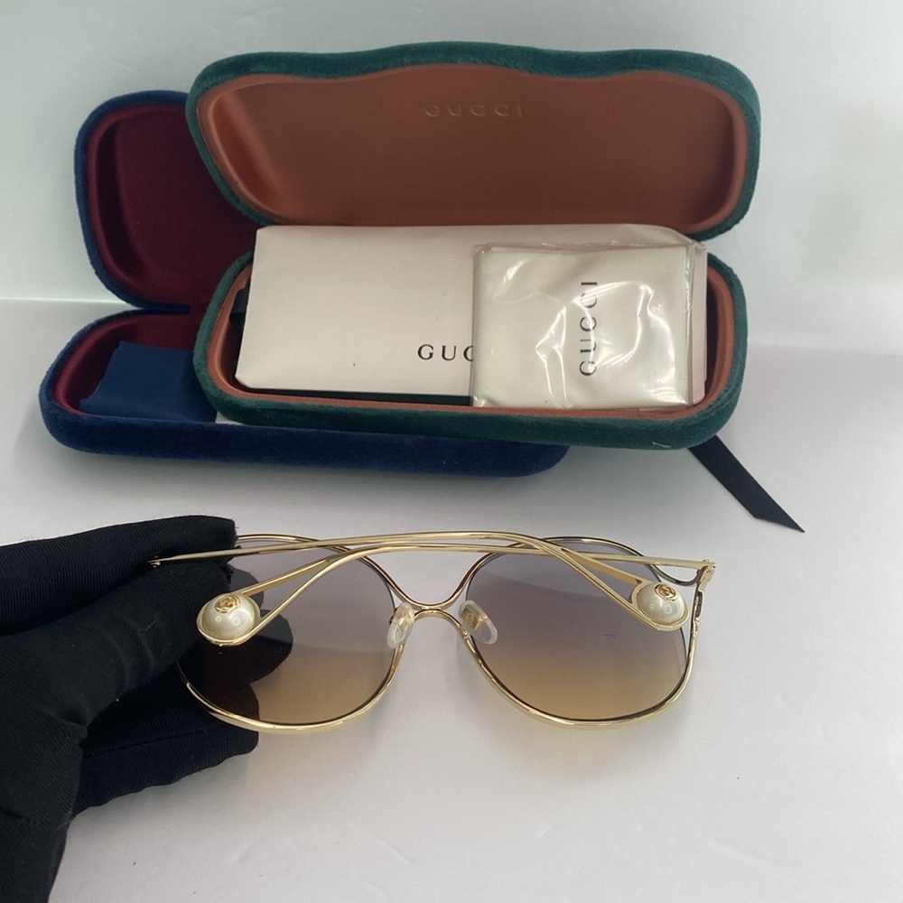 New Authentic GUCCI GG0362S 003 Blue to Peach Gradient Sunglass - Picture 11 of 17